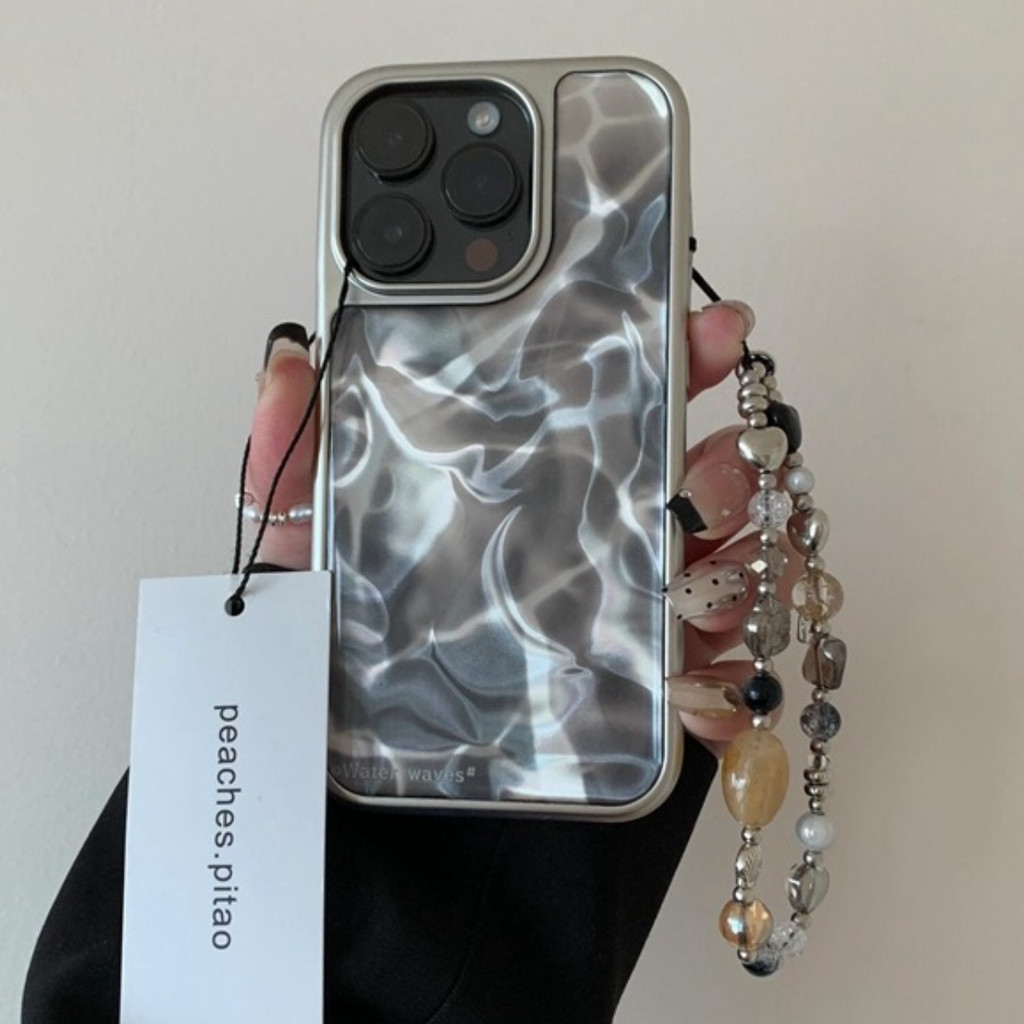 หรูหรา Electroplated bezel ระลอกน้ําเคสโทรศัพท์สําหรับ iPhone15 14 13 13 12 Pro Max ปลอก anti-shock กล้องป้องกัน Double frosted hard ฝาหลัง iPhone