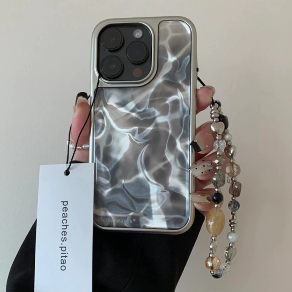 หรูหรา Electroplated bezel ระลอกน้ําเคสโทรศัพท์สําหรับ iPhone15 14 13 13 12 Pro Max ปลอก anti-shock กล้องป้องกัน Double frosted hard ฝาหลัง iPhone