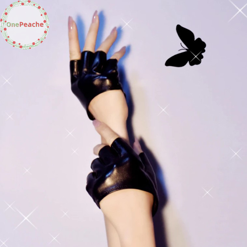 Onepeache Pu หนังถุงมือไร้นิ้วสําหรับ Goth Punk Rock Lolita Harajuku Stage Party TH