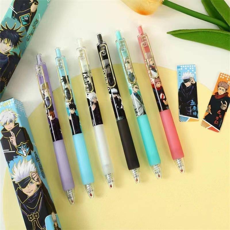 สุ่ม 3 ชิ้น Kawaii อะนิเมะ Jujutsu Kaisen ปากกาเจล Gojou Satoru Itadori Yuuji Fushiguro Megumi Ryoumen Sukuna Kugisaki Nobara ปากกาลูกลื่นโรงเรียนเครื่องเขียนอุปกรณ์ของขวัญวันเกิด