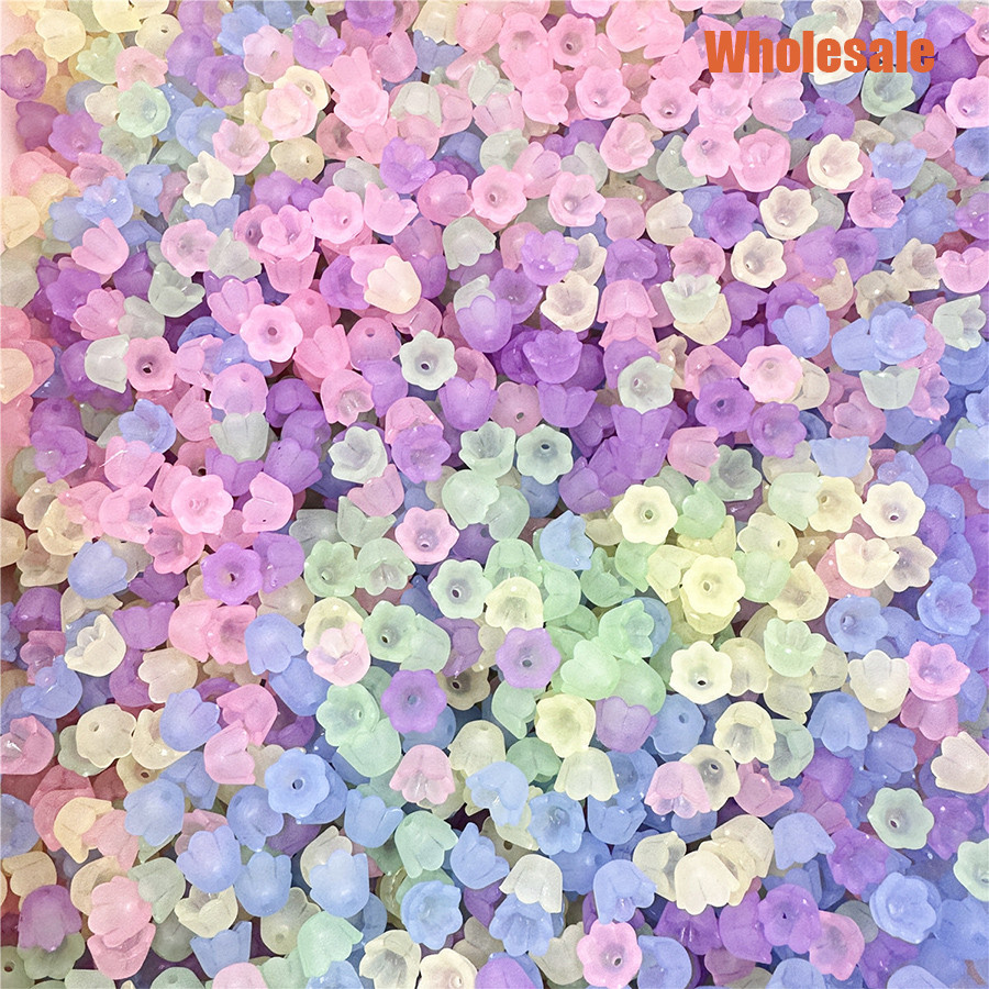 40ชิ้น9*7มิลลิเมตรที่สวยหรูอะคริลิที่มีสีสันดอกไม้ขนาดเล็กลูกปัด ทําเอง จี้อุปกรณ์เครื่องประดับวัสดุเสน่ห์ทําแฮนด์เมด