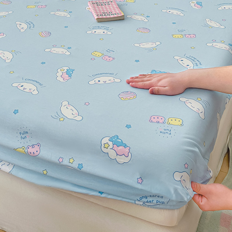 ผ้าปูที่นอนสีชมพู Cinnamoroll ผ้าปูที่นอน Cortoon Kuromi Sanrio ปลอกหมอนสําหรับเด็ก 3 ฟุต 3.5 ฟุต 5 ฟุต