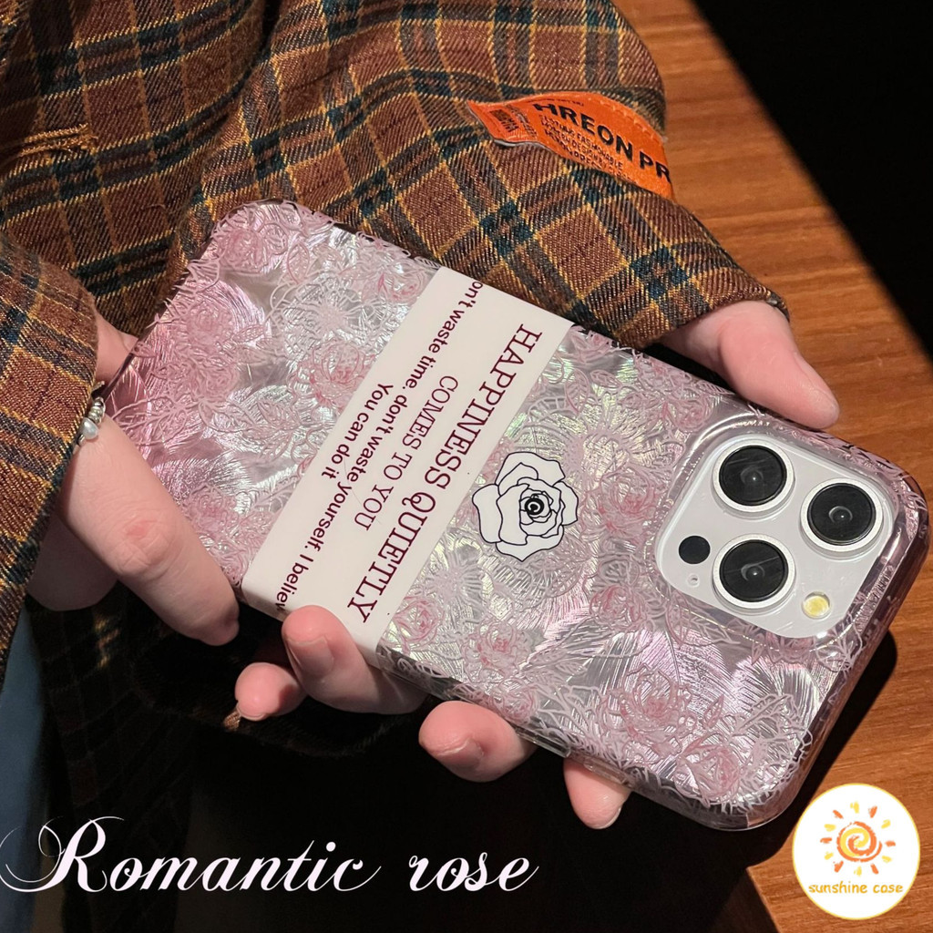 เคสโทรศัพท์มือถือเส้นด้ายขนนกเลเซอร์สีชมพูใหม่ ไอโฟน11 For iPhone12 13 14 15 11Pro MAX X XS 6 7 8Plus SE2020เคสโทรศัพท์