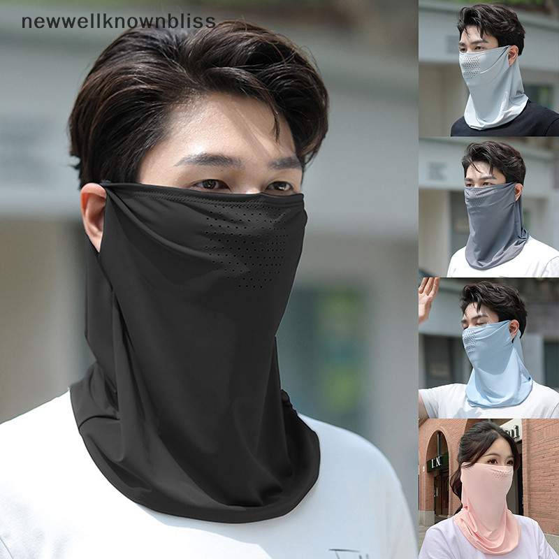 Newwellknownbliss Unisex Face Scarf Breathable Ice Silk UV Sun Protection Mask นุ่มปรับ Anti Ultraviolet บางสําหรับฤดูร้อนกิจกรรมกลางแจ้ง CCD