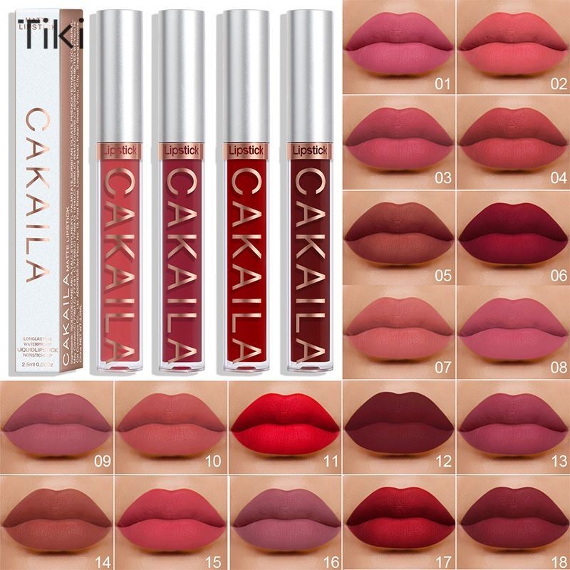 ลิปกลอสเนื้อแมทกันน้ําติดทนนานไม่ซีดจางไม่ติดถ้วยลิปกลอส 18 สี