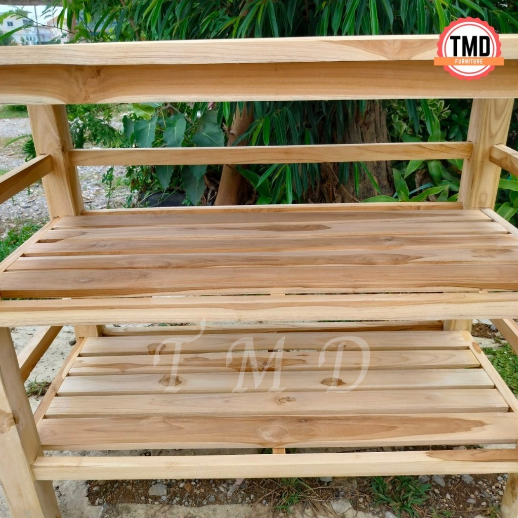 TMD  โต๊ะวางของไม้สักแพร่  3 ชั้น 100*50*สูง80 ซม. (ก*ลึก*ส) ยังไม่ได้ทำสี ราคา ถูกที่สุด ดีลบีเคเค แกลเลอรีภาพที่ 7