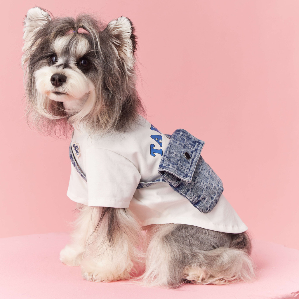 TawneyBear เสื้อผ้าสัตว์เลี้ยงสุนัขแมวเสื้อกั๊กบางเสื้อยืดพร้อมกระเป๋าเป้สะพายหลัง TB-FS-SS