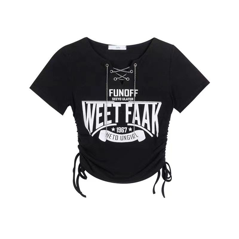 Hiphop Croptop สําหรับผู้หญิง Crop เซ็กซี่ Crop Top สําหรับผู้หญิงเต้นรําสีดํา Crop Top เสื้อคอวีเกาหลีอินเทรนด์ Tops สําหรับผู้หญิง - รูปที่ 6