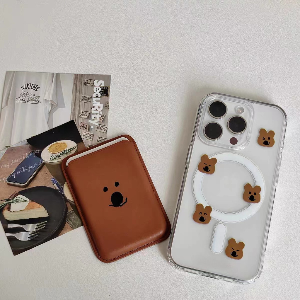 กระเป๋าสตางค์หมีสีน้ําตาลเหมาะสําหรับ Iphone 11promax 11 12promax X XR XSMAX 12 13 14 15 pro max ผู้หญิงปลอกฝาหลัง 14promax 15plus