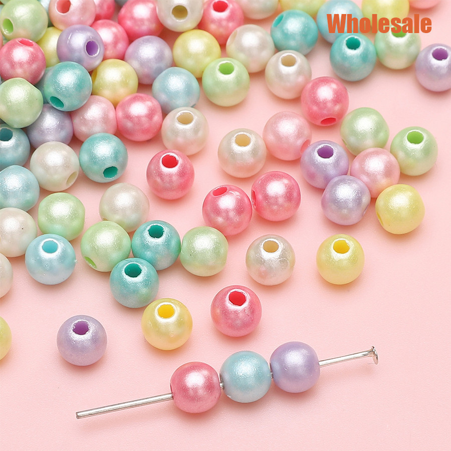 100pcs 6 มม.พื ้ นผิว Candy สีหลวมลูกปัดอะคริลิครอบสําหรับ DIY Handmade วัสดุ Handcraft ทําเครื ่ องประดับอุปกรณ ์ เสริม
