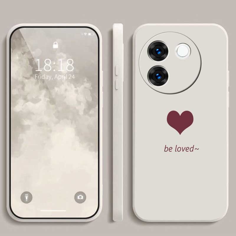 Vivo V30e V 30e Luxury Cute Love Heart Casing Matte Liquid Silicon Back TPU Soft Case Cover