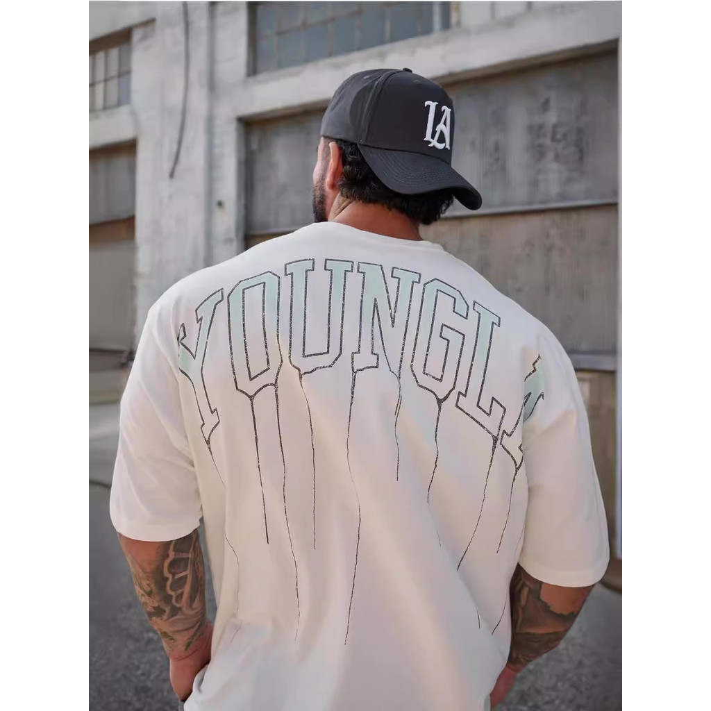 เสื้อยืดผู้ชาย Youngla ผ้าฝ้าย 100% คุณภาพสูง สบายตัว เหมาะสำหรับการออกกำลังกาย