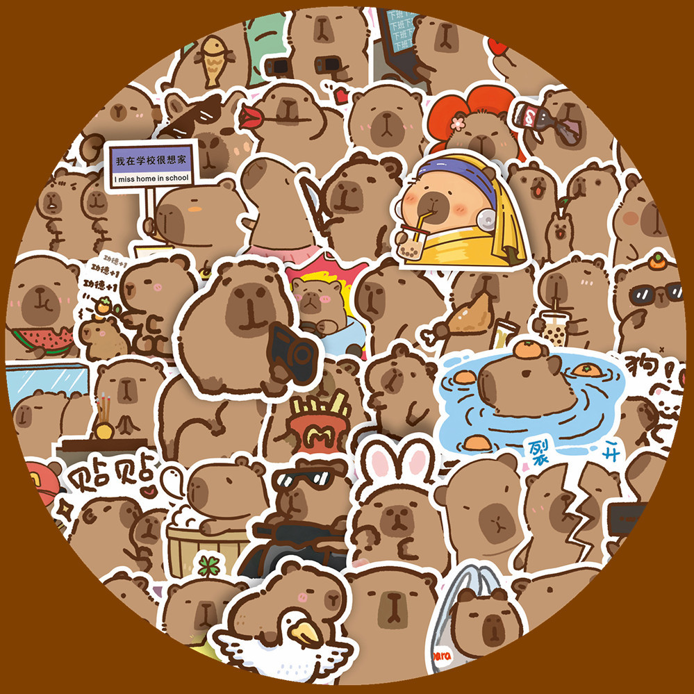 100Pcs/Set ❉ Q Funny Capybara Stickers ❉ DIY Fashion Decals Doodle Stickers