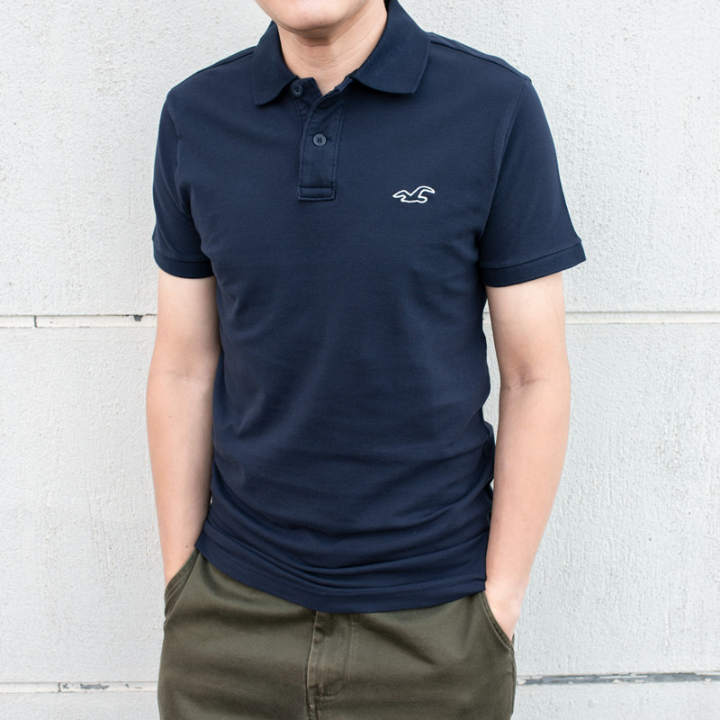 HOLLISTER  ขายร้อนHollister ผู้ชาย hco seagull เสื้อโปโลแขนสั้นลําลองพิมพ์เสื้อยืดปก