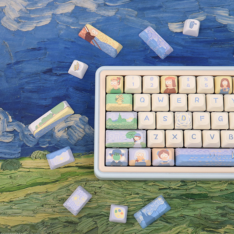 Greatest Works of Art Keycaps DMA โปรไฟล์ PBT 150 สไตล์การ์ตูนน่ารักชุดปุ่มกดสําหรับ MX Switches คีย์บอร์ดเครื่องกล