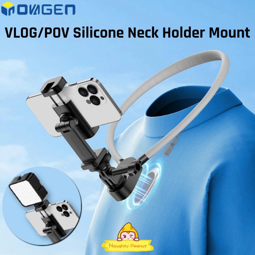 Inovagen POV/Vlog Neck Holder Phone Mount,Magnetic Anti-Shake,Fill Light Compatible,Neck Mount Phone Holder สําหรับโทรศัพท์และAction Camera GoPro Max,DJI,Insta360