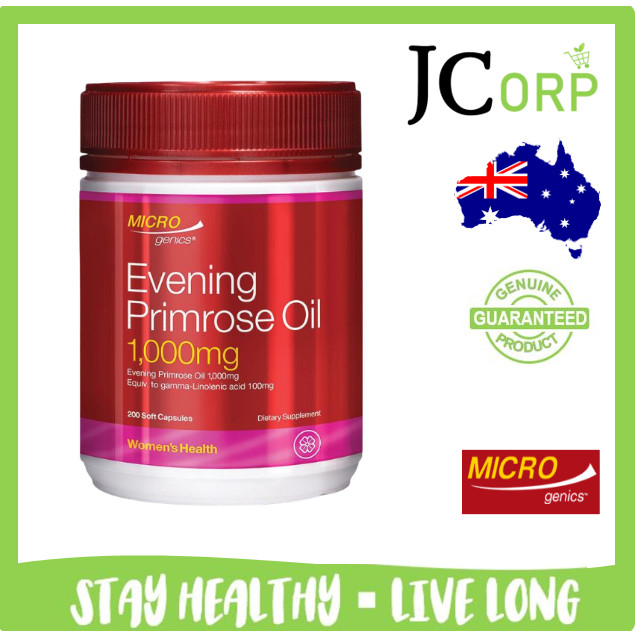 ส่งตรงจาก AUS Microgenics Evening Primrose Oil 1000มก. 200 แคปซูล