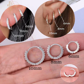 Roselife คลาสสิก 6mm/8mm/10mm S925 เงินคริสตัลรอบ Hoop ต ่ างหูผู ้ หญิงทุกวันสวมใส ่ Hypoallergenic หูเครื ่ องประดับอุปกรณ ์ เสริม