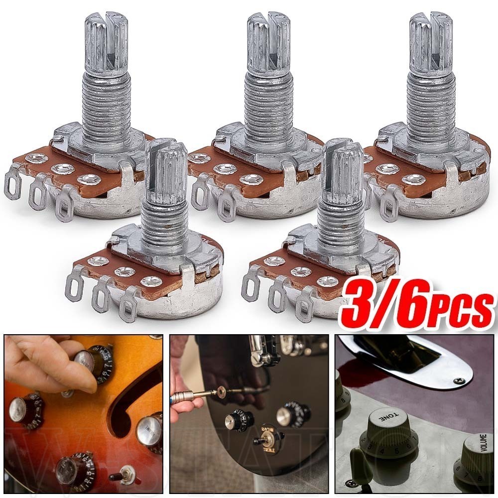 3/6pcs A500K B500K กีตาร์ Potentiometer - 15 มม./18 มม.ยาวแยกเพลาหม้อ - สําหรับ Fender Stratocaster - ปริมาณเสียง Taper Pots - สําหรับกีตาร์ไฟฟ้า,เบส