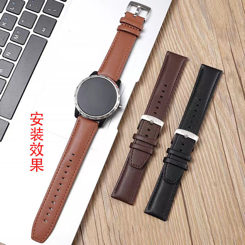 20 มม.Huawei Original สายนาฬิกาหนังแท ้ เหมาะสําหรับ GT3/GT2pro/watch3/4 Glory magic 2 First Layer Calfskin 22 มม.สาย