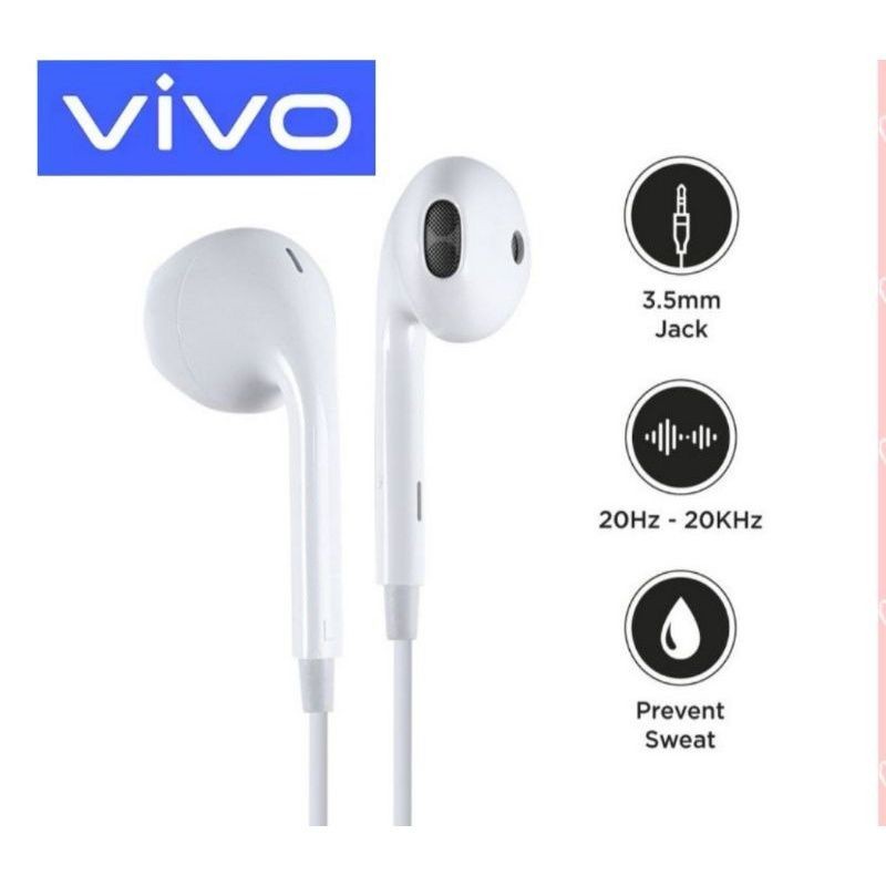 หูฟัง Vivo ชนิดใส่ในหู ใช้งานได้กับ Y03/Y02s/Y1s/Y17/Y16/Y19/Y20/Y21/Y30/Y35/Y33t/Y78/Y76/Y77/V19/V20/V21/Super Bass (แถมฟรี ชุดหูฟัง 1 ชิ้น)