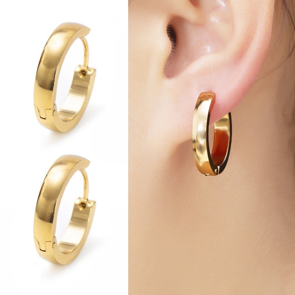 Cool Simple รอบสแตนเลส Saudi Gold Hoops สําหรับผู้หญิงชายหญิง Punk เครื่องประดับอุปกรณ์เสริม