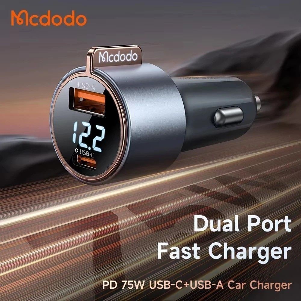 MCDODO CC-3690 Adaptor Car Charger Usb + PD Digital FAST Charging 75W