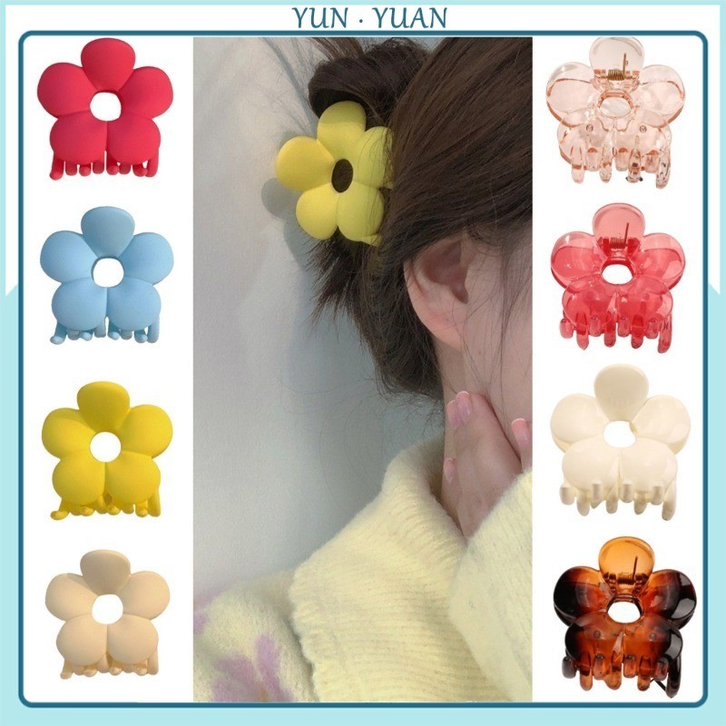 [หยุนหยวน] คลิปดอกไม้สียางฝ้าเวอร์ชั่นเกาหลีสําหรับกิ๊บสาวอวบและน่ารักฉลามกิ๊บใหม่สําหรับสุภาพสตรีเครื่องประดับผมดอกไม้อ้วน