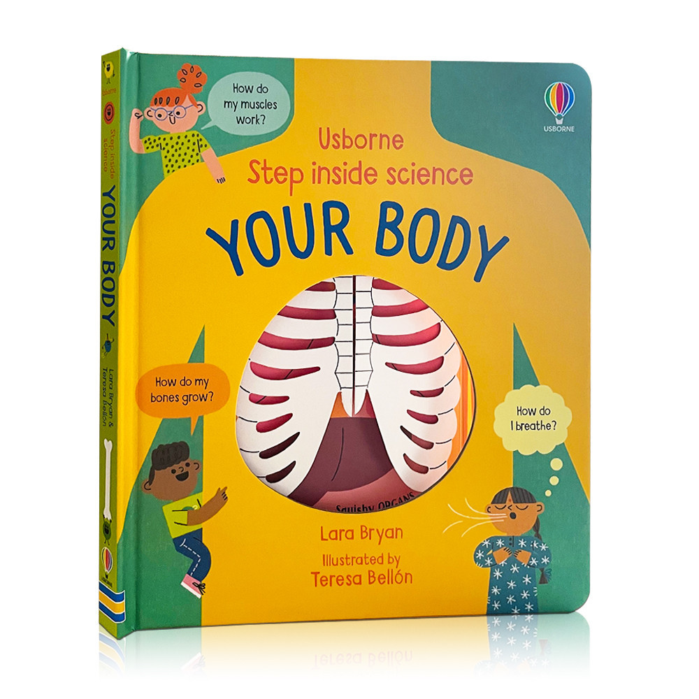 Usborne Step Inside Science Your Body Educational 3D Flap หนังสือกระดานภาษาอังกฤษสําหรับเด ็ กทารกอ ่ านเวลานอนหนังสือภาพ