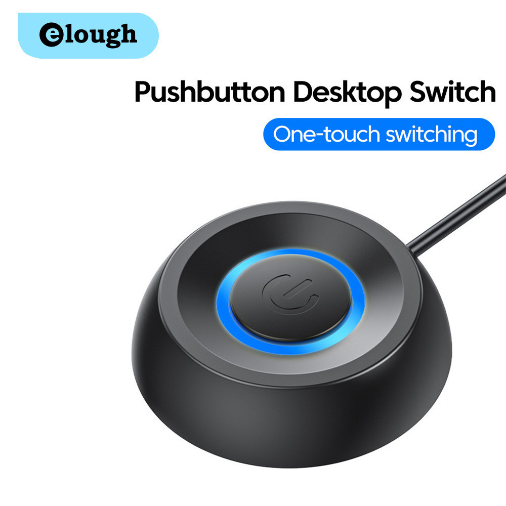 Elough ปุ่มสวิตช์ไฟตั้งโต๊ะคอมพิวเตอร์พร้อมไฟแสดงสถานะ LED PC Host แหล่งจ่ายไฟเปิด/ปิดสวิตช์ปุ่มกดสายต่อ