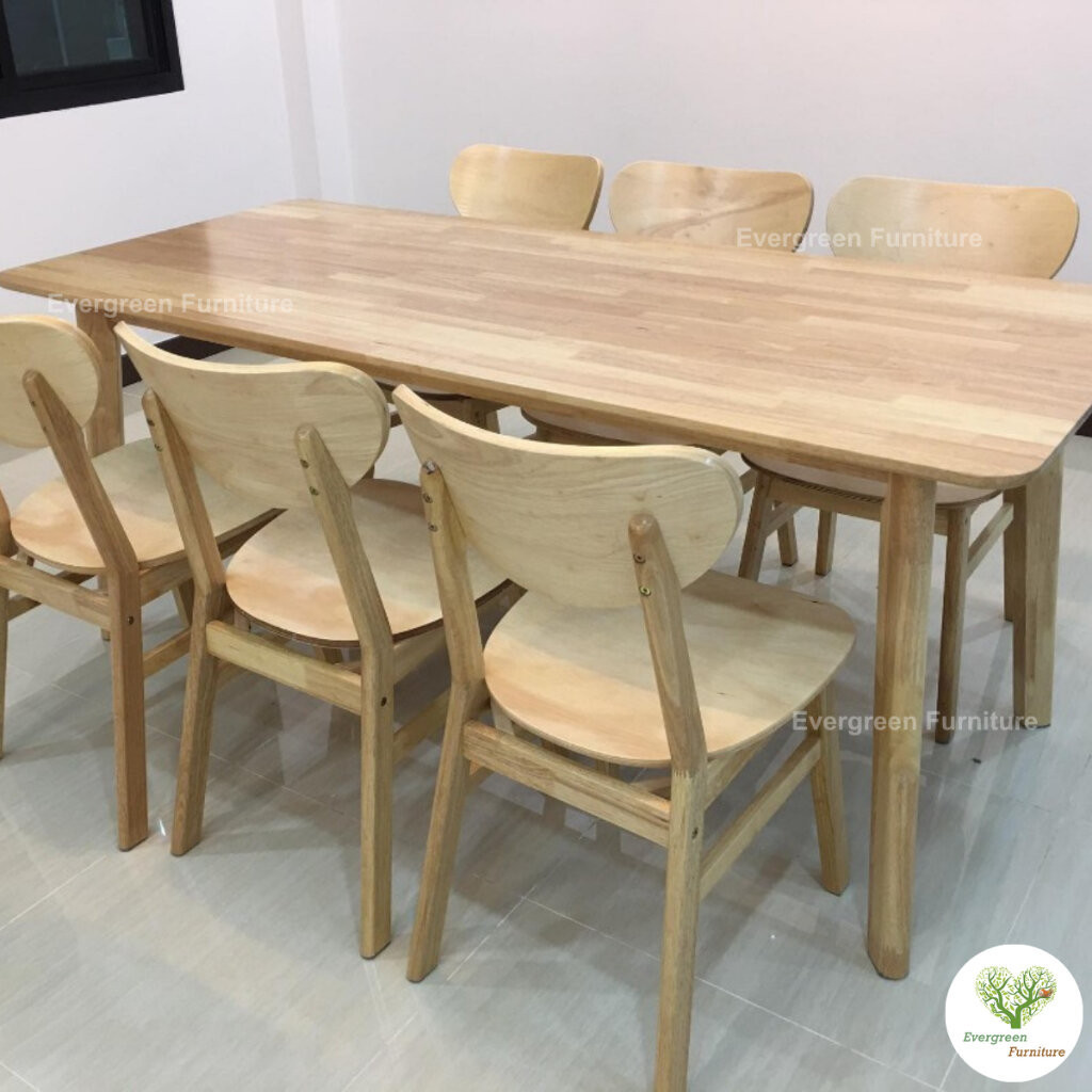 Evergreen Furniture โต๊ะทานข้าว ชุดโต๊ะรับประทานอาหาร 6 ท่าน (เก้าอี้ 6) ขนาด 180 ซม - รูปที่ 2