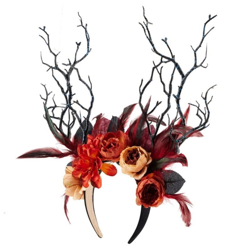 King Flower Branch Handmade Gothic Witch Flower Headbands ห่วงผมสําหรับแสดงสด