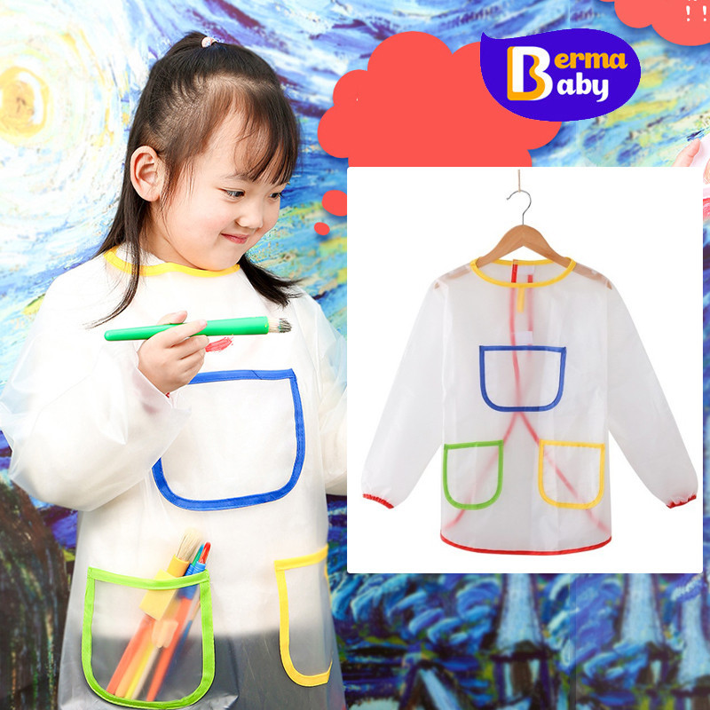 Berma Baby ผ้ากันเปื้อนกิจกรรมศิลปะ ลายกราฟฟิตี้ กันน้ํา สําหรับเด็กอายุ 0-12 ปี