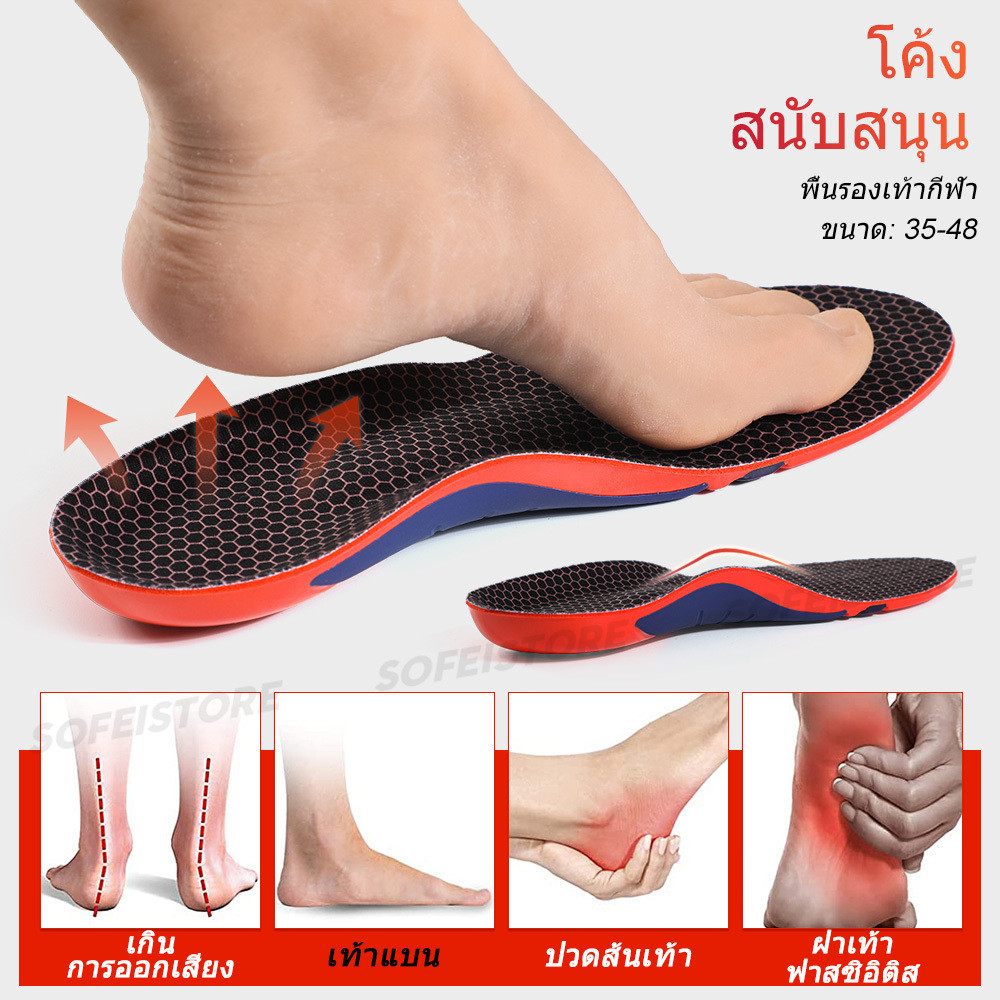 Poron พื้นรองเท้าแบบโค้งแบนดูดซับแรงกระแทกบรรเทาอาการปวดส้นเท้า1คู่ - รูปที่ 2