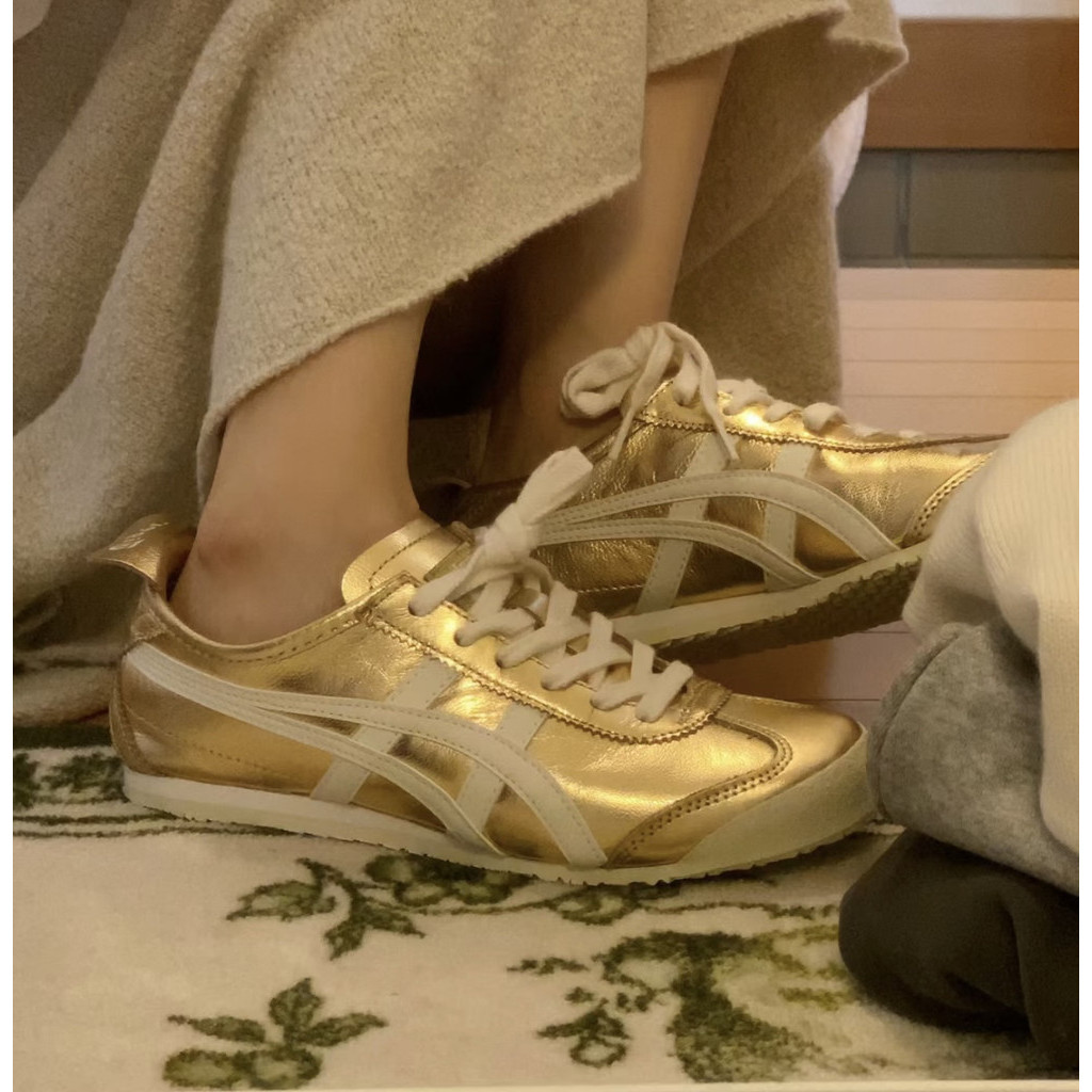 Onitsuka Tiger Mexico 66 รองเท้าลําลอง ThL7C2 รองเท้าผ้าใบสีเงินทอง
