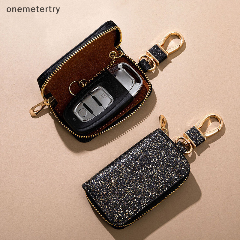 Onem เงา PU กระเป๋าซิป Key Holder Organizer กระเป๋ากุญแจรถพวงกุญแจกระเป๋าสตางค์แฟชั่น Simple Key Case กระเป๋ากุญแจรถป้องกัน n
