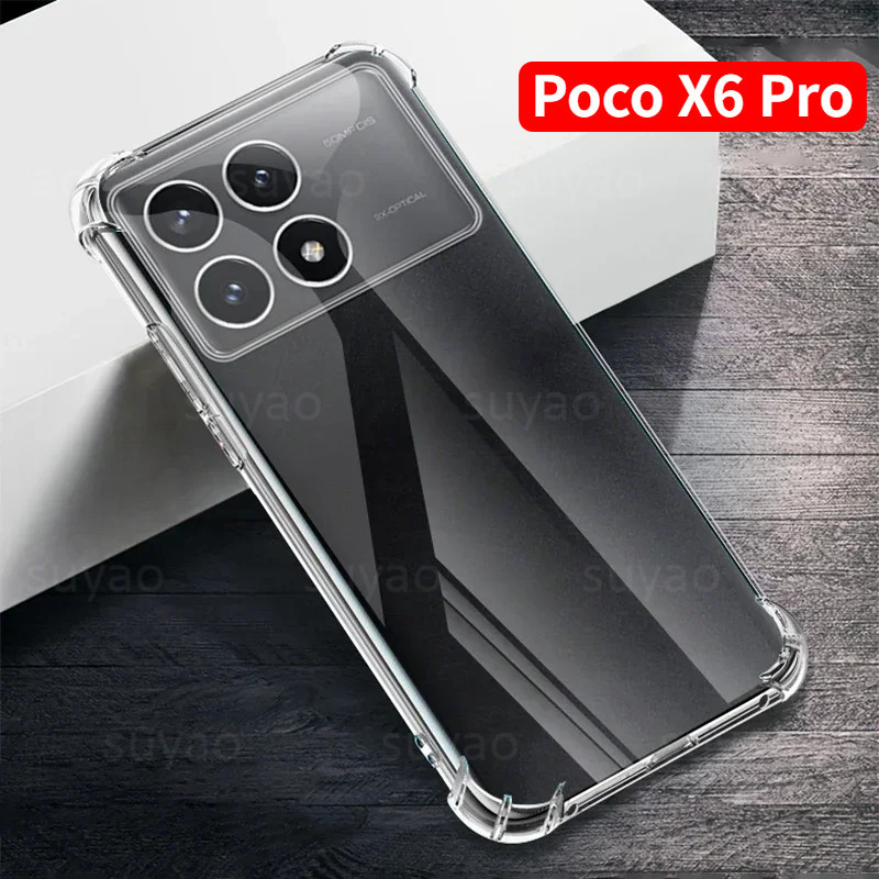 สําหรับ Xiaomi Poco X6 F6 M6 Pro X6Pro 5G 4G 2024 เคสโทรศัพท์ใสปลอกกันกระแทก PocoX6 PocoX6Pro PocoF6 PocoM6 กันชน Soft TPU ยืดหยุ่น Anti Drop ฝาหลังเรียบง่าย