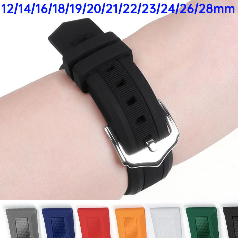 Prenium สายนาฬิกายางซิลิโคน 12-28 มม. สําหรับ Seiko Diver SKX007/SKX009 พร้อมสายนาฬิกาข้อมือกีฬาผู้ชายผู้หญิง