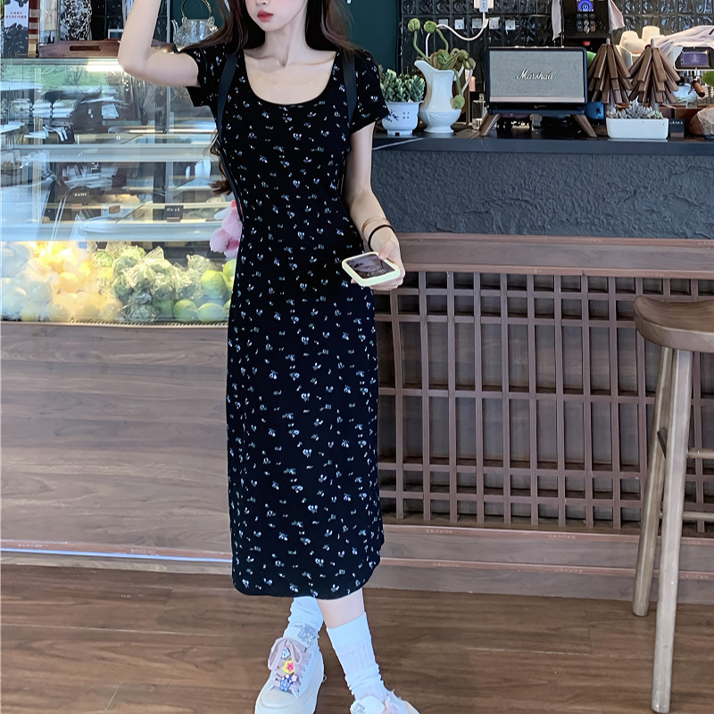 Kaekai พร้อมส่ง เดรส แขนสั้น ดีเทลลายดอกไม้ น่ารักๆ คอยู ผ้าเรยอน นุ่มๆ ใส่สบายๆ สไตล์เกาหลี เรียบง่าย - รูปที่ 3