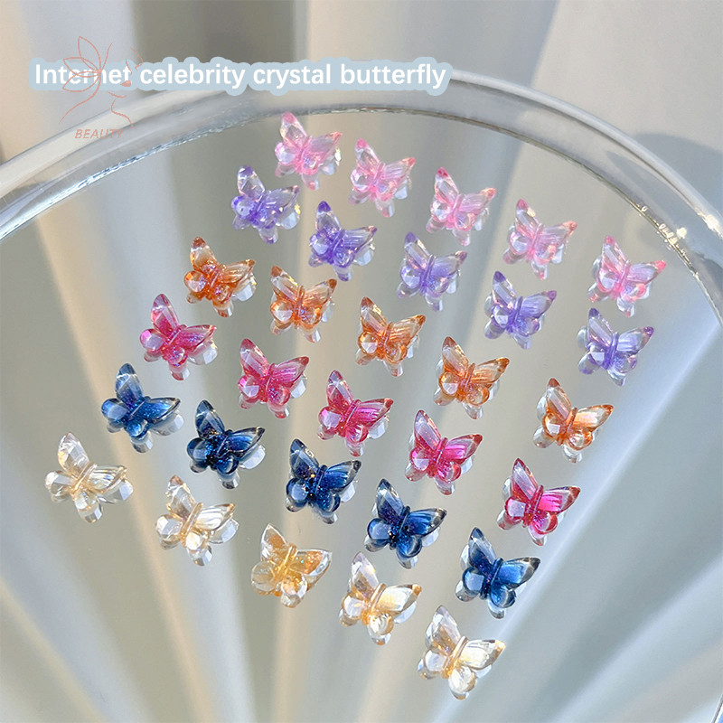 [maybeauty] 10 ชิ้นคริสตัลน้ําแข็งสามมิติผีเสื้อเรซิ่นเล็บ Paing ตกแต่งอุปกรณ์เสริมเล็บแพทช์ {TH}