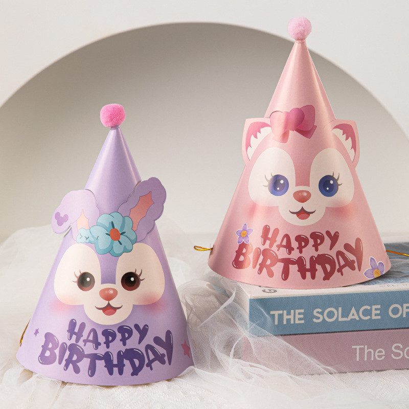 SANRIO 3ชิ้นน่ารักการ์ตูนsanrio Kuromi Cinnamoroll Stella Lou Lina Bellตุ๊กตาหมีLoppyเด็กสุขสันต์วันเกิดหมวกพรรคตกแต่งการถ่ายภาพอุปกรณ์ประกอบฉากพรรคหมวก