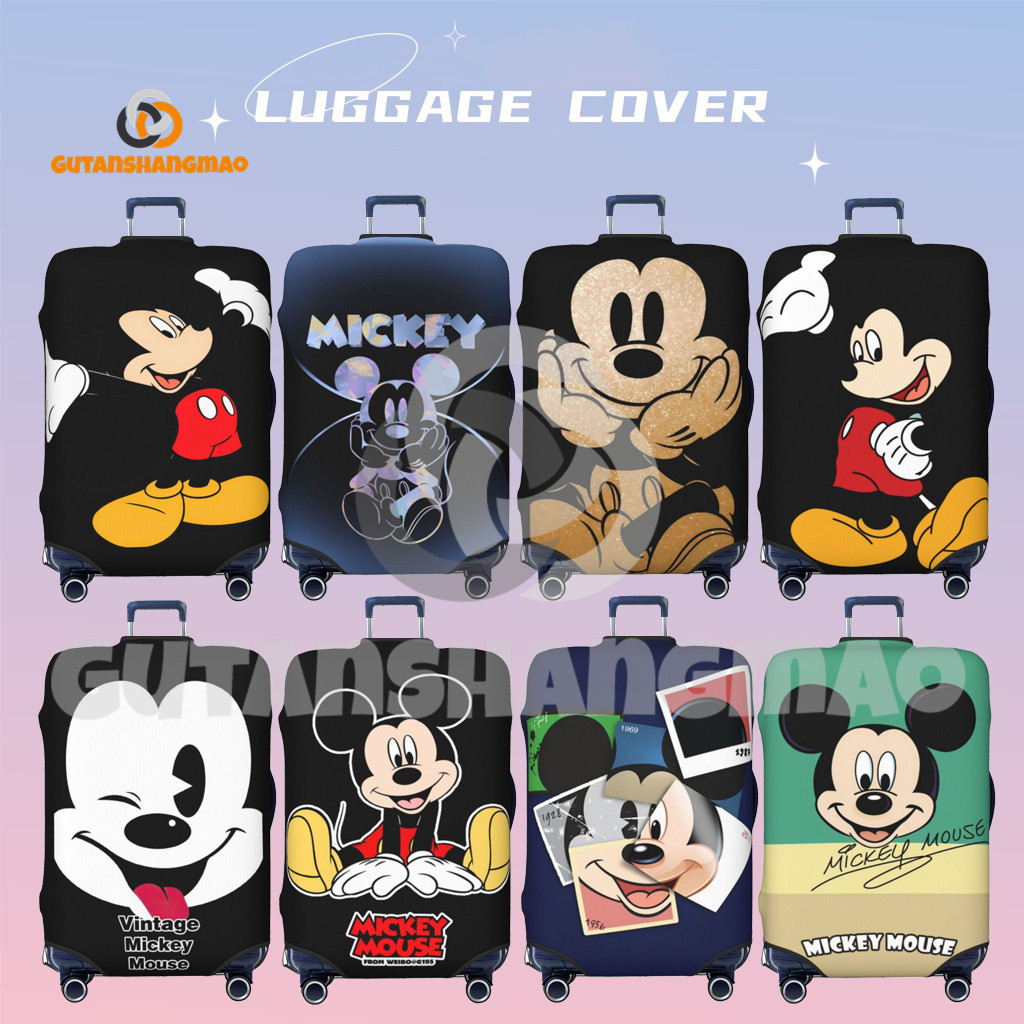 Disney Mickey ผ้าคลุมกระเป๋าเดินทางแบบซักได้ ผ้าคลุมกระเป๋าเดินทางป้องกันรอยขีดข่วน เหมาะกับขนาด 18-32 นิ้ว