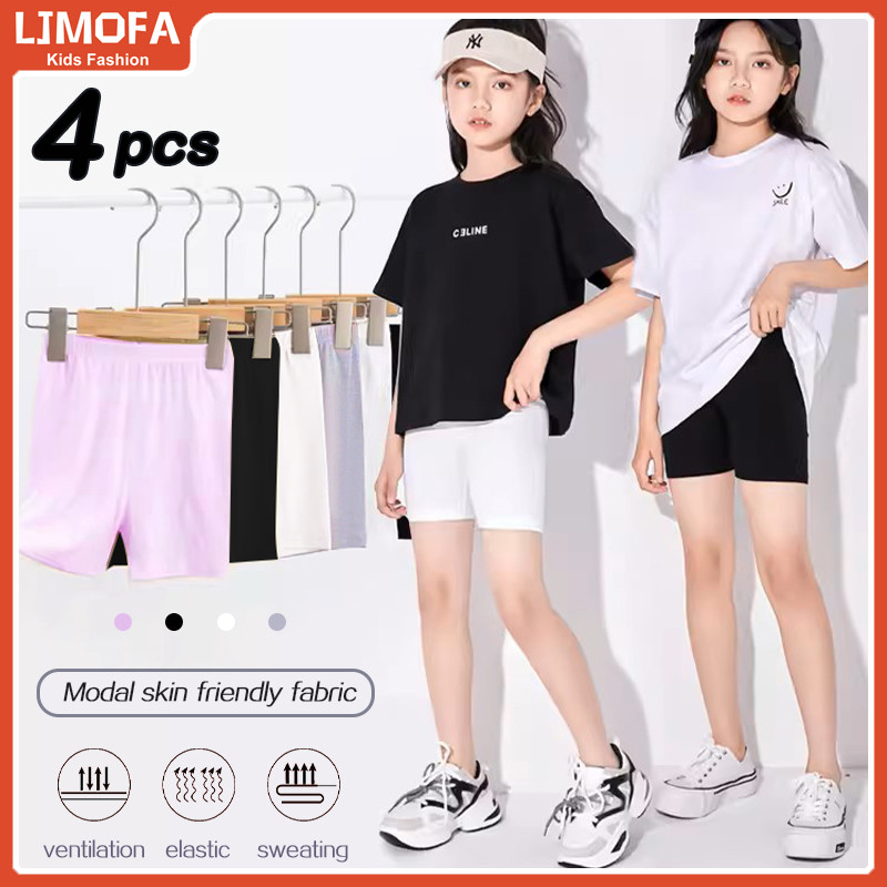 [Local Shipping] กางเกงเซฟตี้เด็กผู้หญิง 4 ตัว 3-8ปี ผ้าฝ้ายแท้ เอวยืดสบาย กางเกงกันเห็นใน