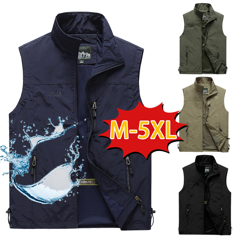 เสื้อกั๊กผู้ชาย ฤดูร้อน ทหาร เสื้อไม่มีแขน กลางแจ้ง ลำลอง น้ำหนักเบา ระบายอากาศ Waterproof