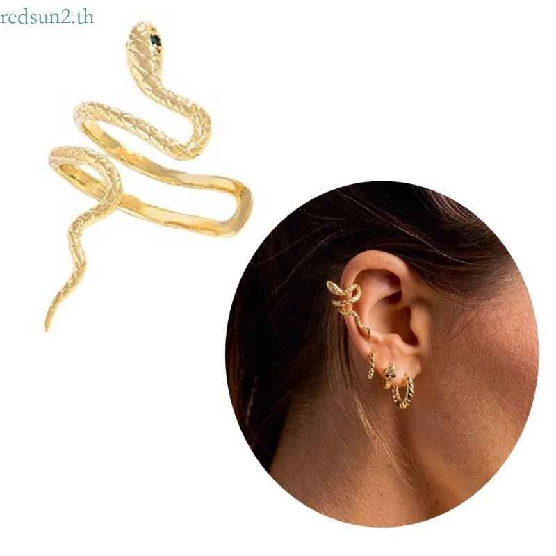 Redsun2 Eye Catching Snake Ear Wrap ต่างหู Pierced Snake Clip ต่างหูเครื่องประดับ