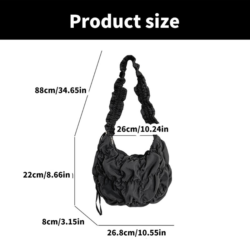 Seng Women Cloud Bag Casual Shoulder Bag Solid Color Crossbody Bag Commuting Bag