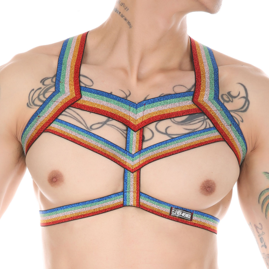 สายรัดทาสของผู้ชายเซ็กซี่คอเชือกแขวนคอยืดหยุ่นร่างกายหน้าอกเข็มขัดกลวงออกไนท์คลับเสื้อผ้า