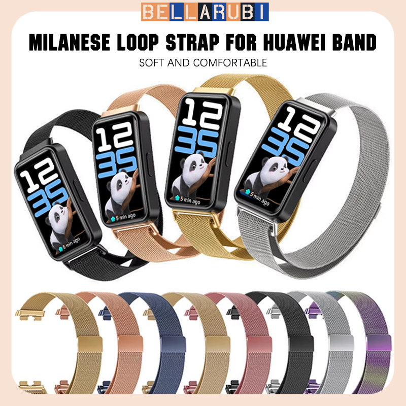 แถบสแตนเลส for Huawei Band 10 9 8 NFC สร้อยข้อมือโลหะแหวนมิลาน for Huawei Band 10 9 8