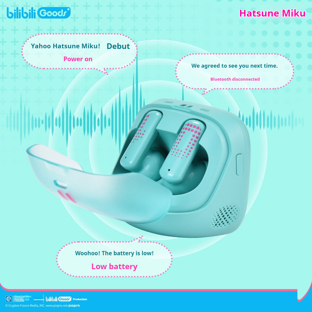 Bilibiligoods Hatsune Miku CUBE FACE หน้าจอสัมผัส LCD หูฟังบลูทูธไร้สายจริง
