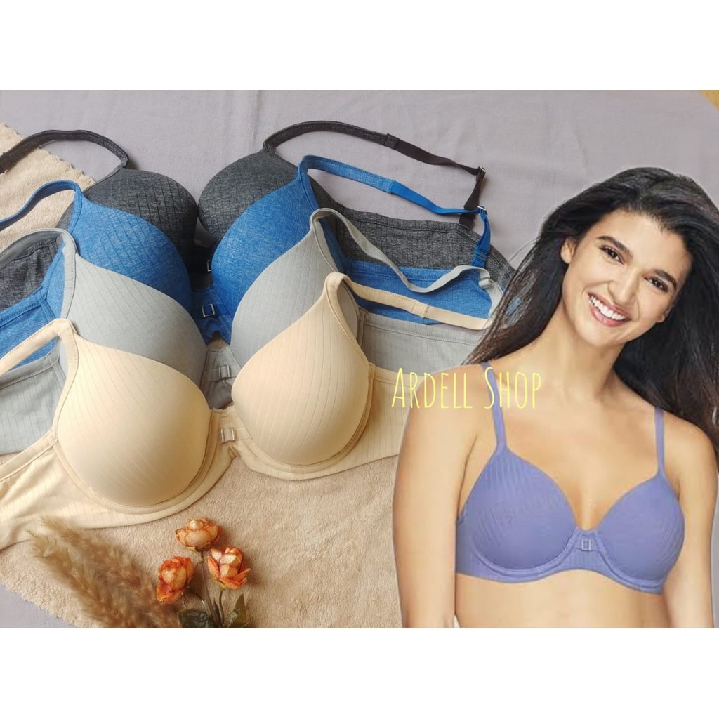 CH Hanes Womens Underwire Bra Cotton Stripe Full Cup 34B 34C 36B 36D 38C 38D HTC